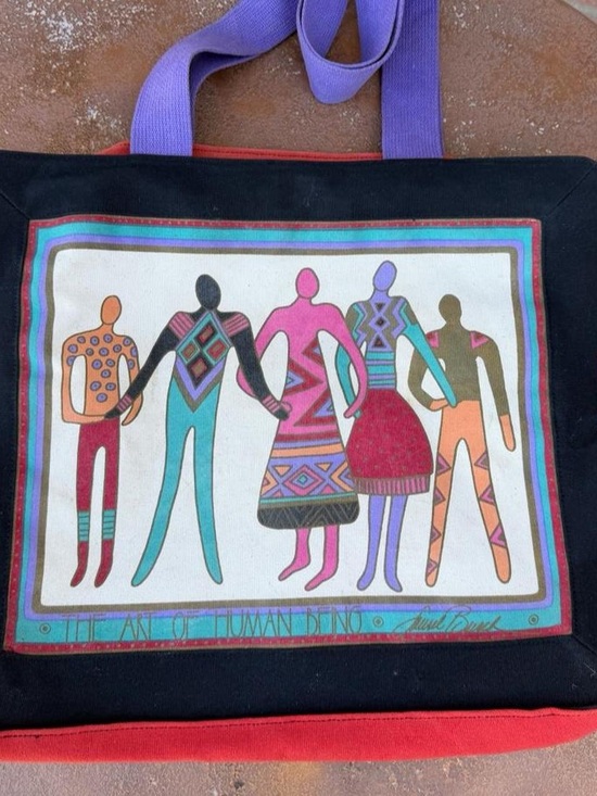 Laurel Burch Handbags - vintage, deadstock "The Art of Human Beings" canvas tote bag by the iconic